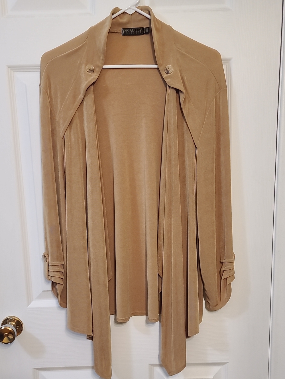 Vintage Picadilly Fashions Tan Velvet Draped Open Cardigan Slinky 90s 80s Canada